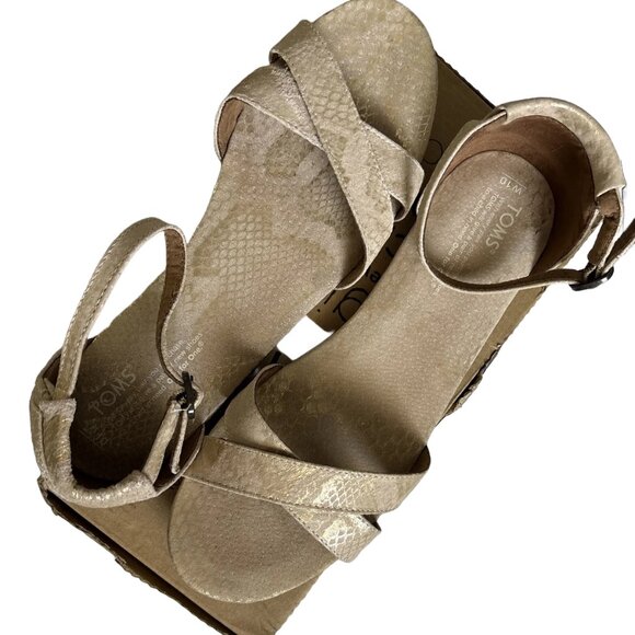 Toms Shoes - Correa Sandal Gold Suede Snake